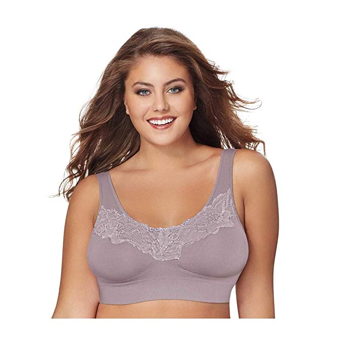 Just My Size Bras 2Pack Pure Comfort Lace FullFigure WireFree Bra 1